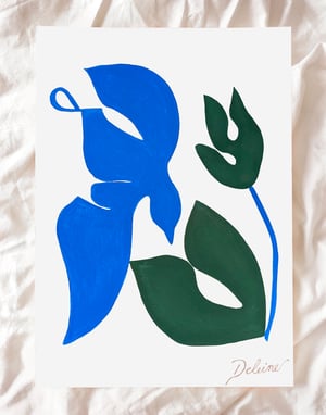 Bird and flower (Blue and Green)