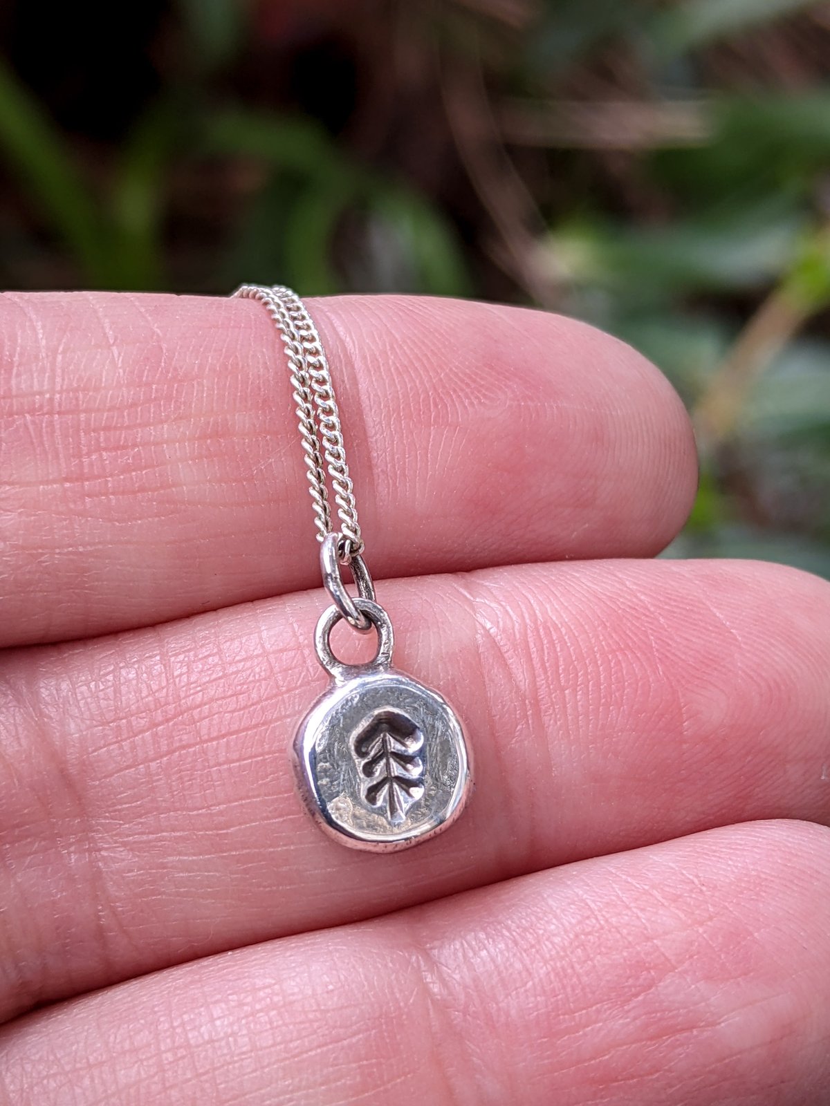 Tiny Pine recycled silver pendant 