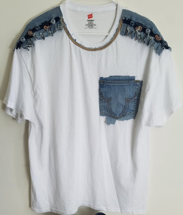 Image of Tasty Raw Edge Denim “EPI” T-Shirt