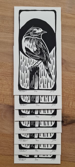 Lino print "ROBIN"