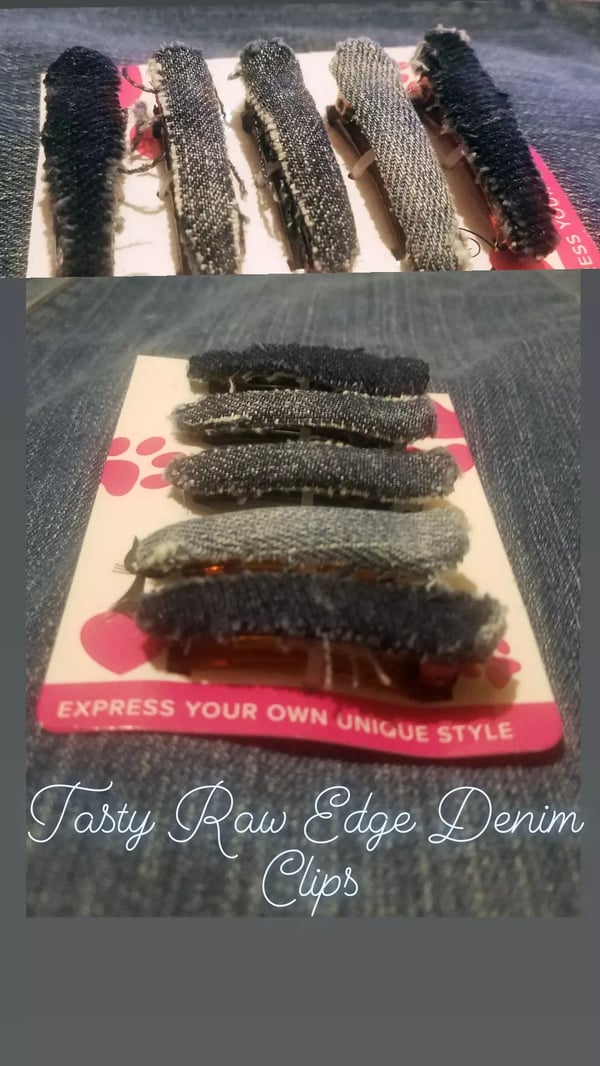 Image of Tasty Raw Edge Denim "Press-Her" Clips