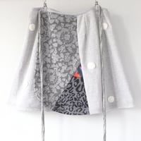 Image 2 of gray polka dot textured floral animal print 13/14 tie coverup sweatshirt wrap skirt courtneycourtney