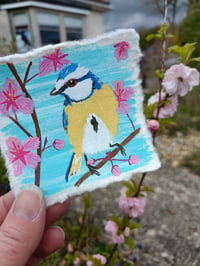 Image 3 of Blue tit on cherry blossom ~ original framed  painting