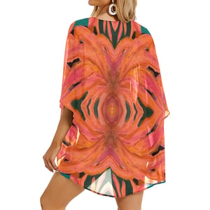 Image of Coral Monstera Sheer Kimono