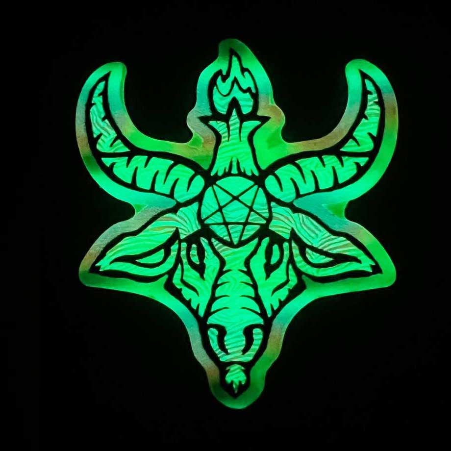 Image of Glow in the Dark Sticker: Rainbow Baphomet