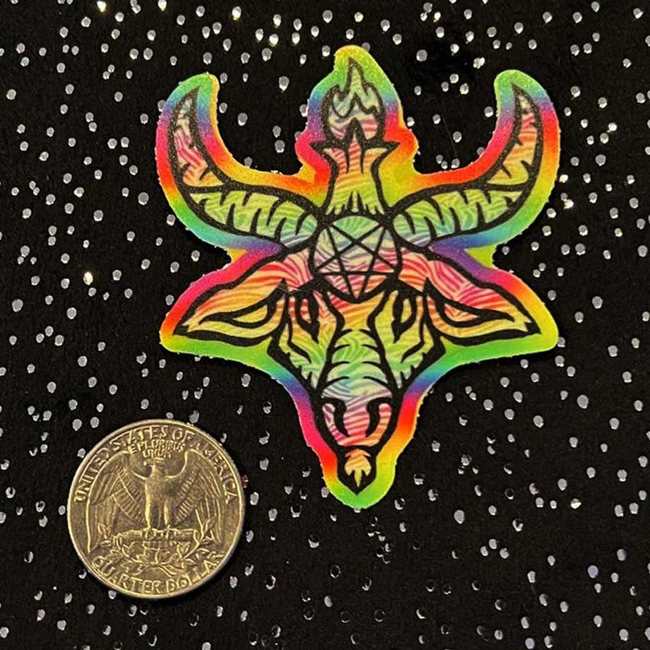 Image of Glow in the Dark Sticker: Rainbow Baphomet