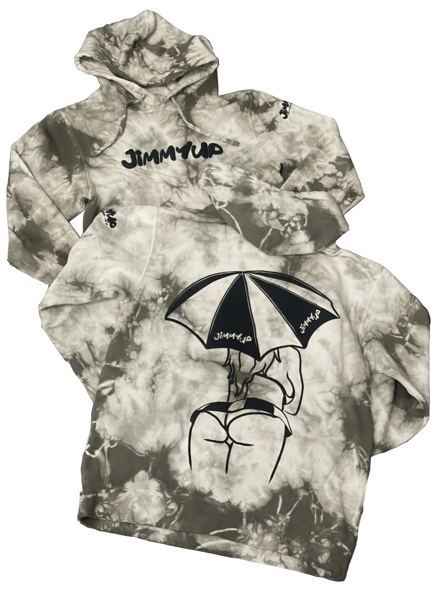 Image of Puff Print Low Limit Umbrella Girl Hoodie - Olive Tie Dye