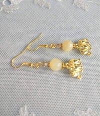Image 3 of Golden Elephant Gemstone & Crystal Earrings, Pierced or Clip On