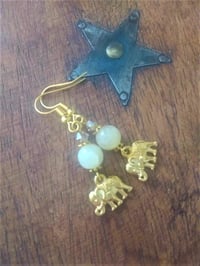 Image 6 of Golden Elephant Gemstone & Crystal Earrings, Pierced or Clip On