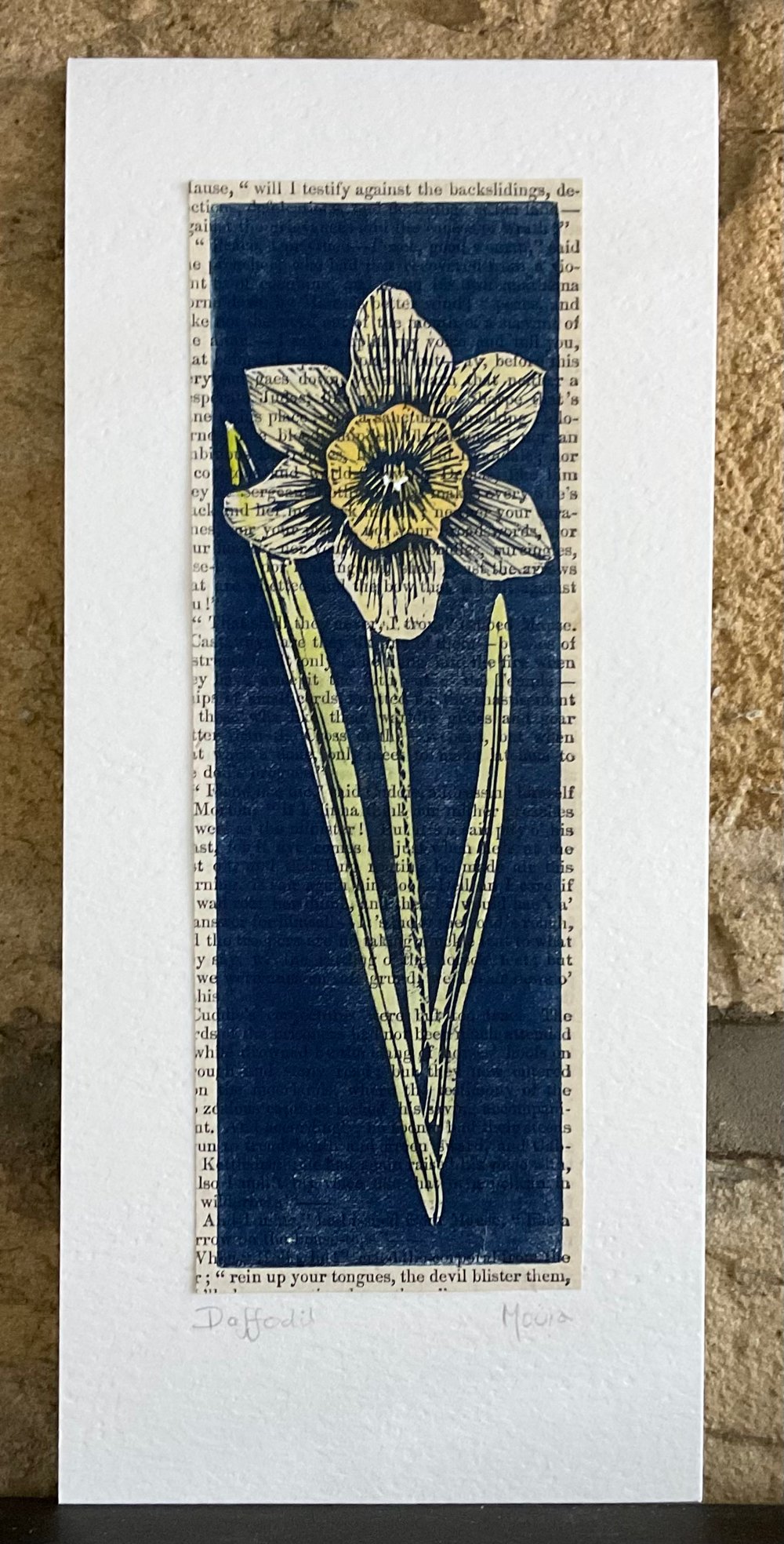Image of Daffodil ~ hand coloured linoprint card