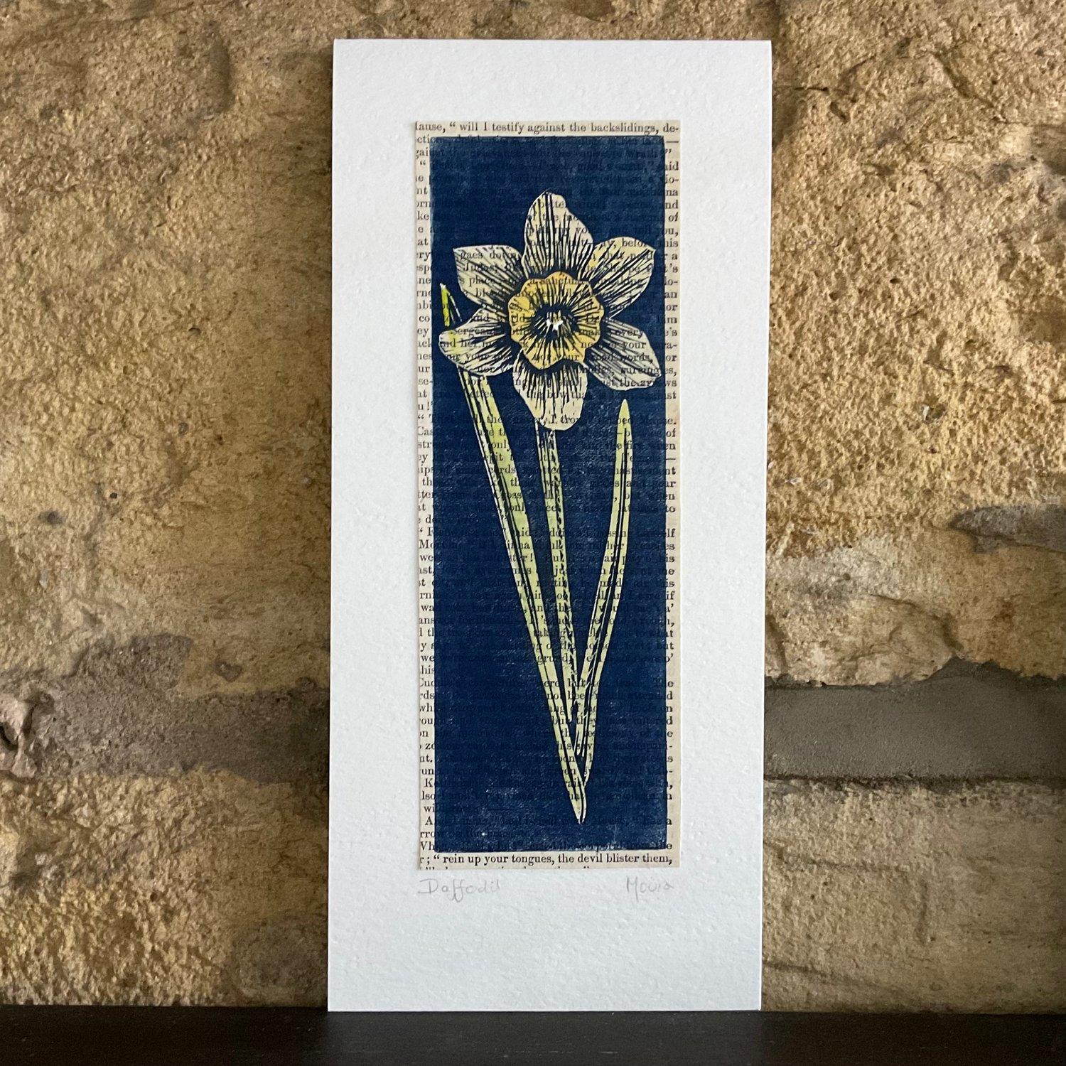 Image of Daffodil ~ hand coloured linoprint card