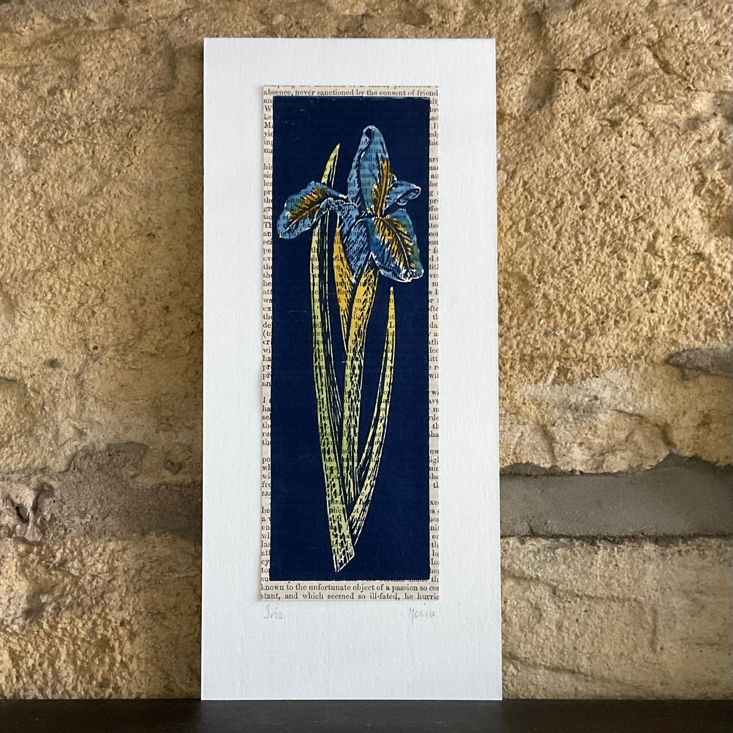 Image of Iris ~ hand coloured linoprint card