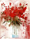 WATERCOLOR ART PRINT "Red Flowers"