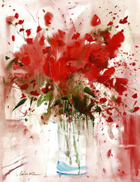 Image 1 of WATERCOLOR ART PRINT "Red Flowers"
