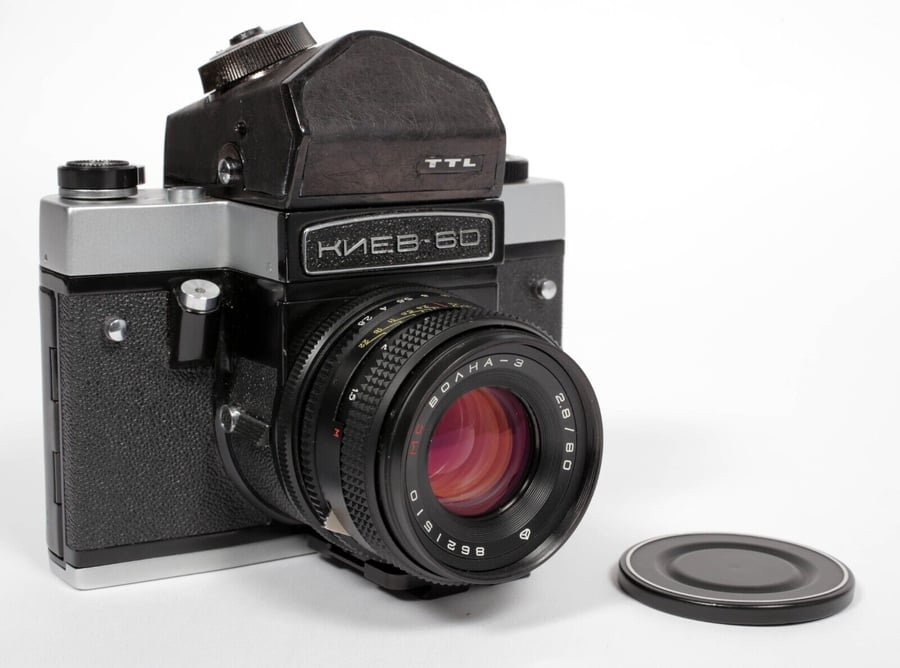 Image of Kiev 60 6X6 medium format SLR film camera w/ metering prism + 80mm F2.8 MC LENS