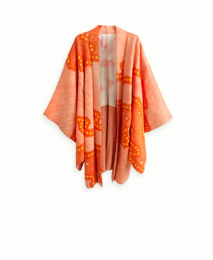 Image of Kort kimono - orange og gul slange- prikmønster 
