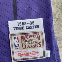 Image 2 of VINCE CARTER TORONTO RAPTORS HARDWOOD CLASSICS FINISHED SWINGMAN JERSEY - PURPLE