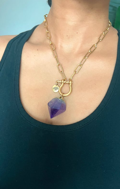 Image of OMNI • Amethyst Lock Necklace
