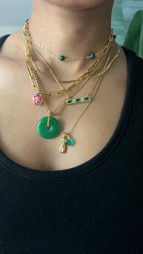 Image of CHLOË • Green Jade Donut Necklace