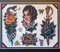 Image 2 of Munday Tattoo Flash Sheet 11”x14” 2019 (3-2019)