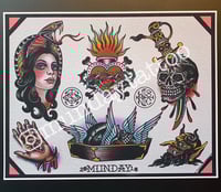 Image 2 of Munday Tattoo Flash Sheet 11”x14” (2-2018)