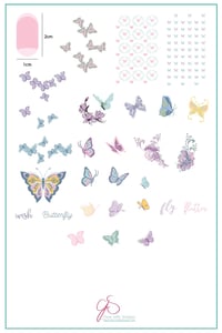 Image 1 of Butterfly Wishes (CjS-80) Steel Nail Art Stamping Plate