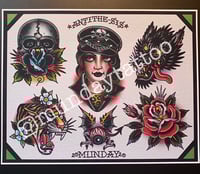 Image 2 of Munday Tattoo Flash Sheet 11”x14”  (1-2020)