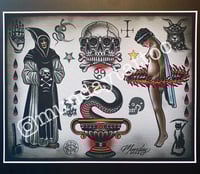 Image 2 of Munday Tattoo Flash Sheet 11”x14”  (3-2022)