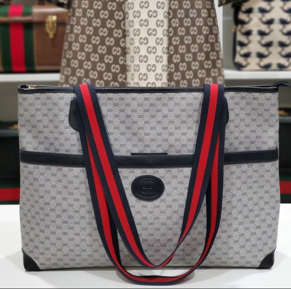 Image of Vtg. Gucci Blue Mini Monogram Tote