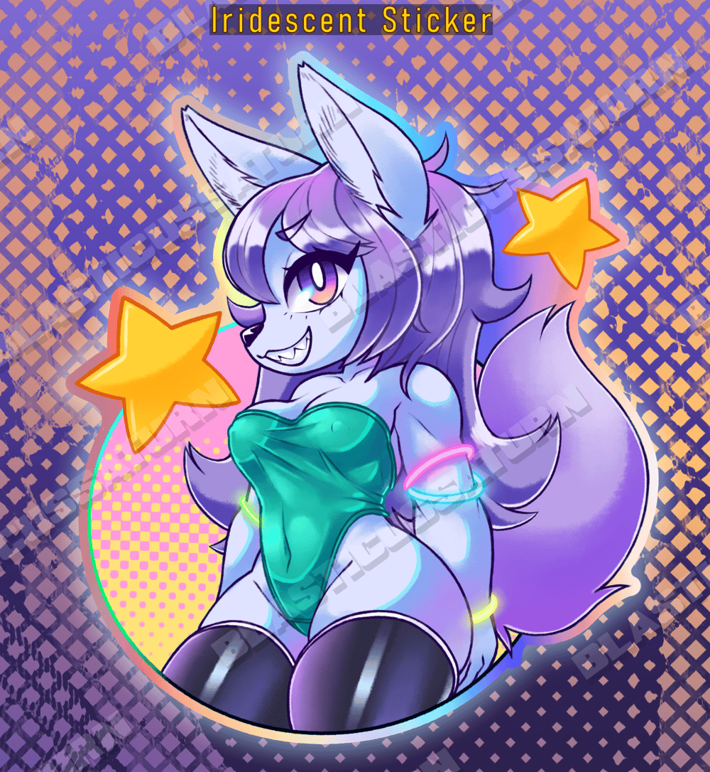 Shiny Wolf Lady - Iridescent Sticker