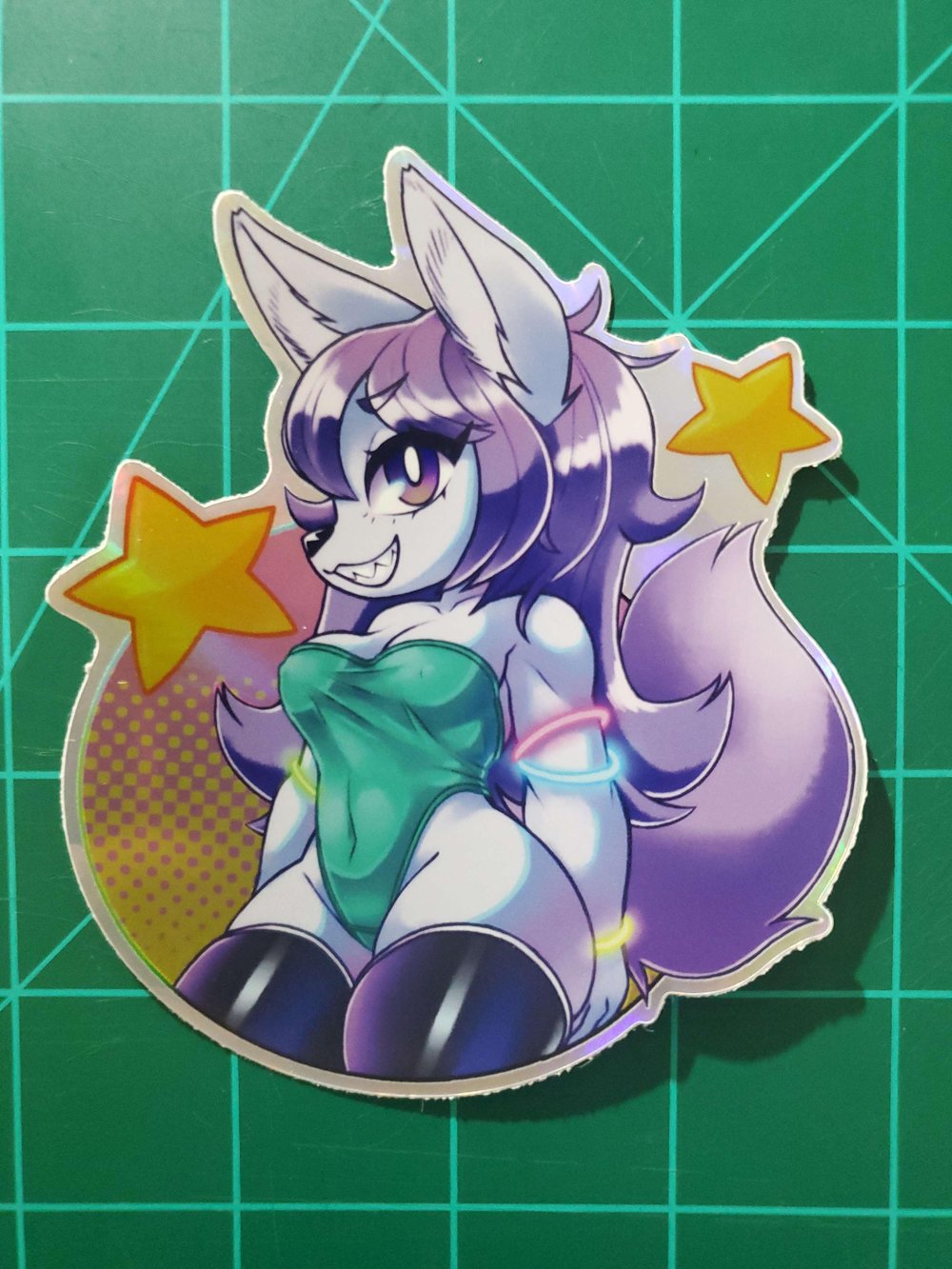 Shiny Wolf Lady - Iridescent Sticker