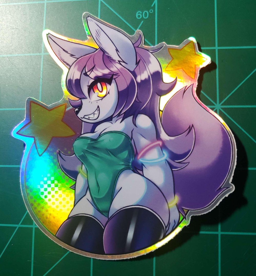 Shiny Wolf Lady - Iridescent Sticker