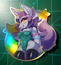 Image 3 of Shiny Wolf Lady - Iridescent Sticker
