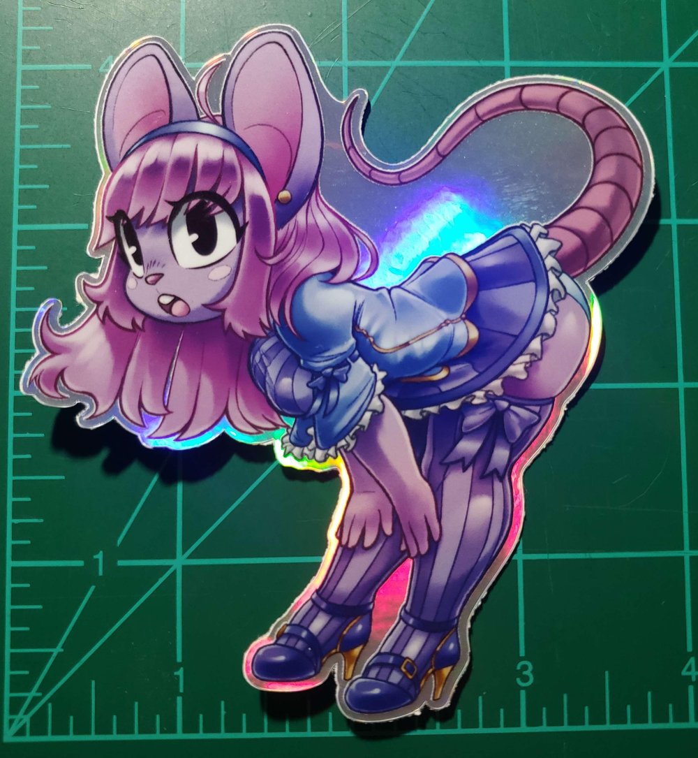 Shiny Mouse Girl - Iridescent Sticker