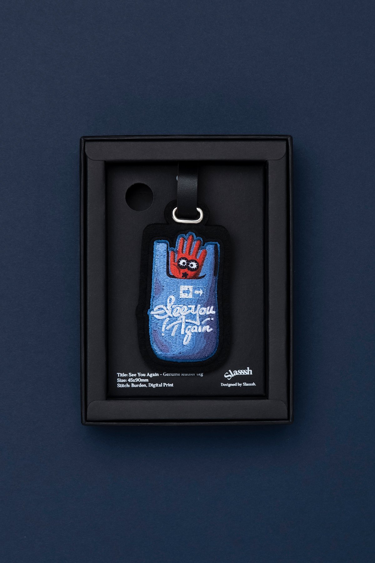 Graphic Embroidery Tee - "See you again" Embroidered Luggage Tag