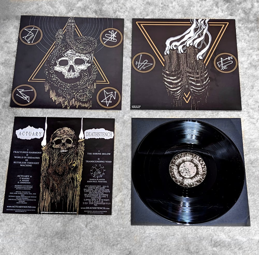 Image of A·C·T·U·A·R·Y//DEATHSTENCH Split LP (180 gram black vinyl edition)