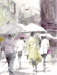 Image 1 of Watercolor Art Print "People in the rain"