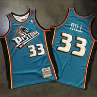 Image 1 of GRANT HILL DETROIT PISTONS ROAD 1998/99 HARDWOOD CLASSICS JERSEY - TEAL