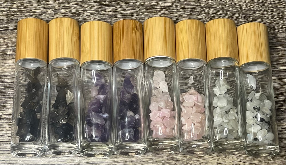 Image of Oil or perfume roller bottles with chips 