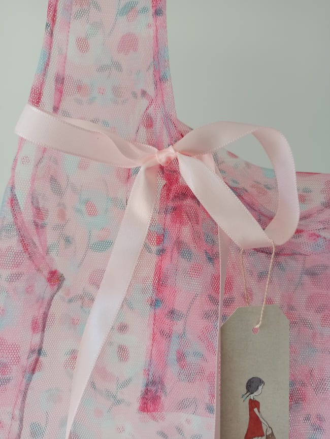 Petit sac printanier noeud rose saumon