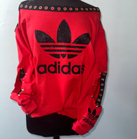Image 2 of Red Adidas Inspired Custom Sweatshirt