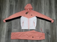 "Coral Storm" Coral Pink, Black, and White Men's Windbreaker Suit