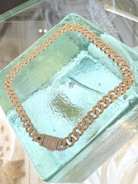 Image 2 of 14k solid two tone gold diamond  Cuban  4mm bracelet 