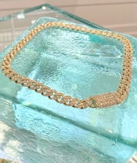 Image 2 of 14k solid gold diamond Cuban link 4mm bracelet 