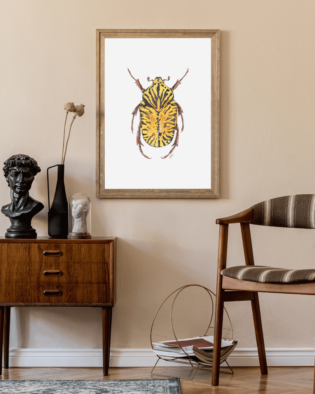 Image of  Gymnetis stellata Beetle Watercolor Illustration PRINT 