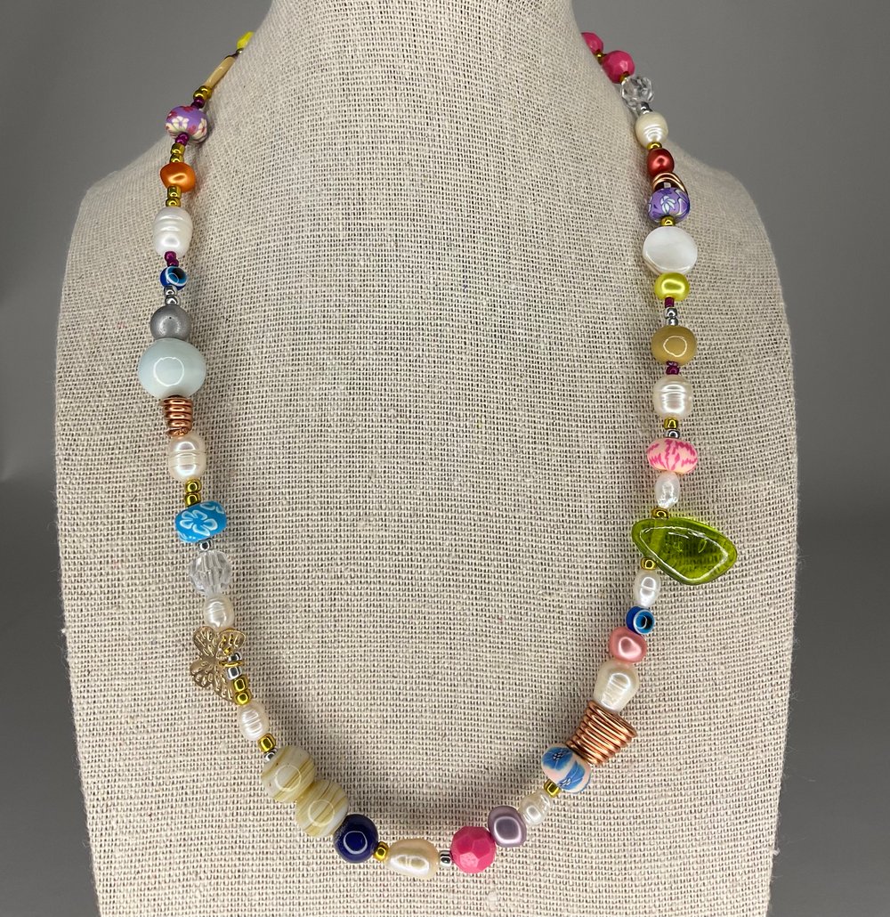 Green glass necklace