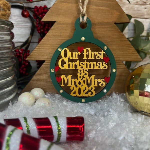 Image of First Christmas as Mr & Mrs bauble