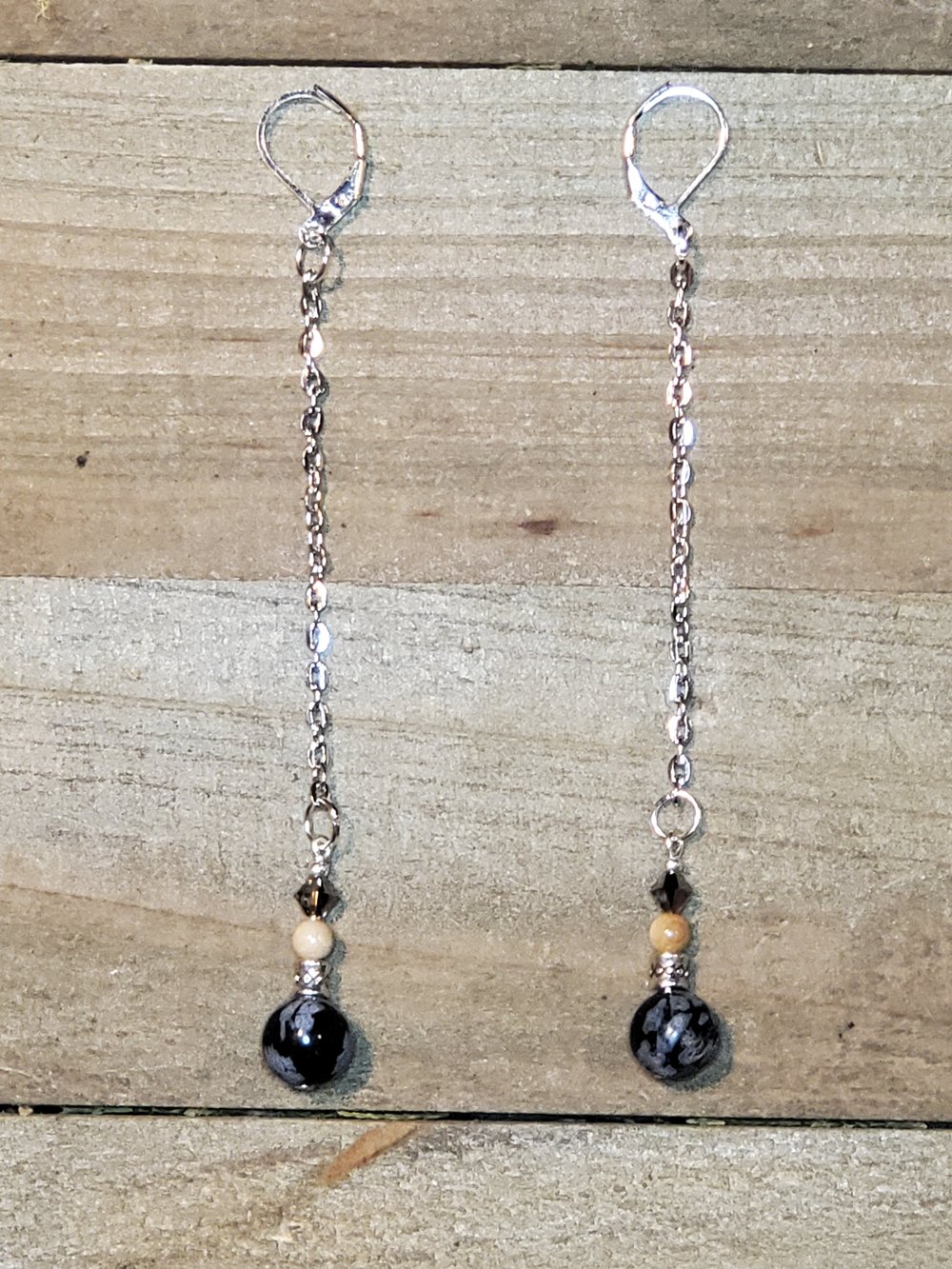 Image of Mammoth Ivory & Snowflake Jasper Earrings