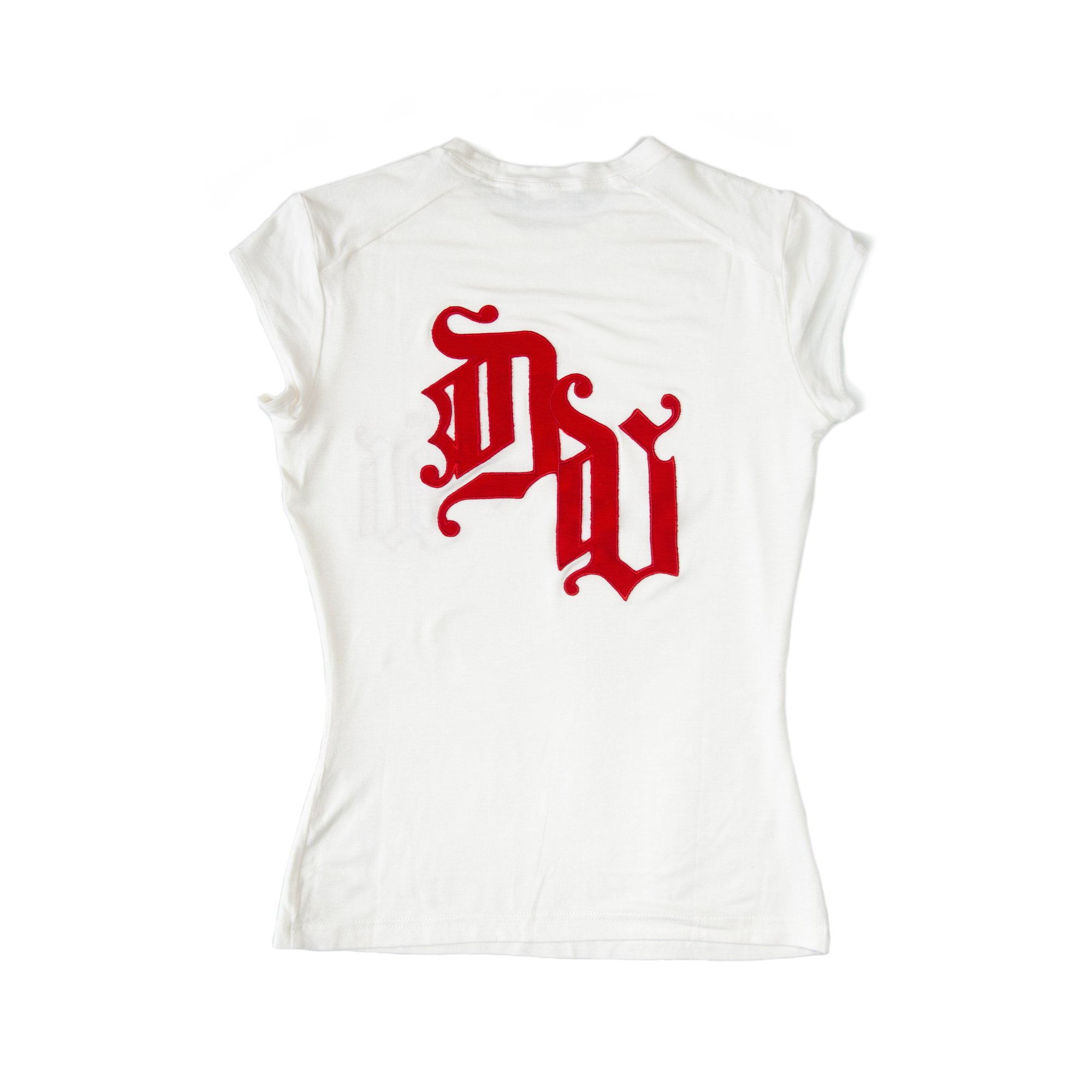 Image of Versace 2002 Donatella Gothic Text T-shirt White