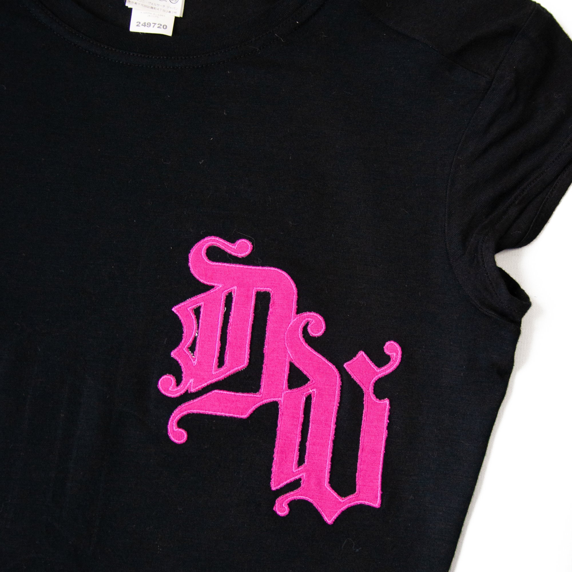 Image of Versace 2002 Donatella Gothic Text T-shirt Black